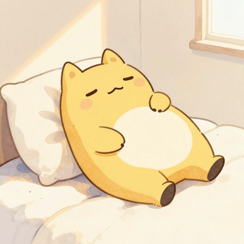 Gudetama Character in Soft Pastel Watercolor