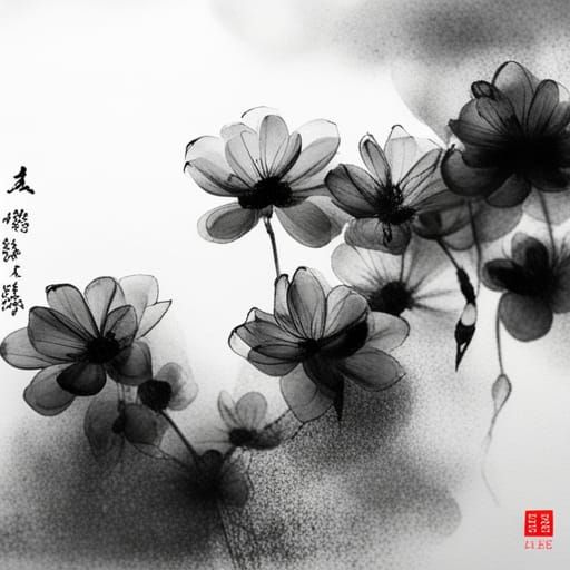 Chinese ink painting,Flowers