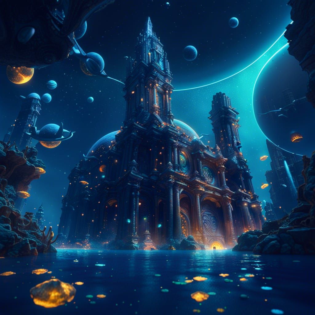 Atlantis Under Starry Skies: A Matte Painting
