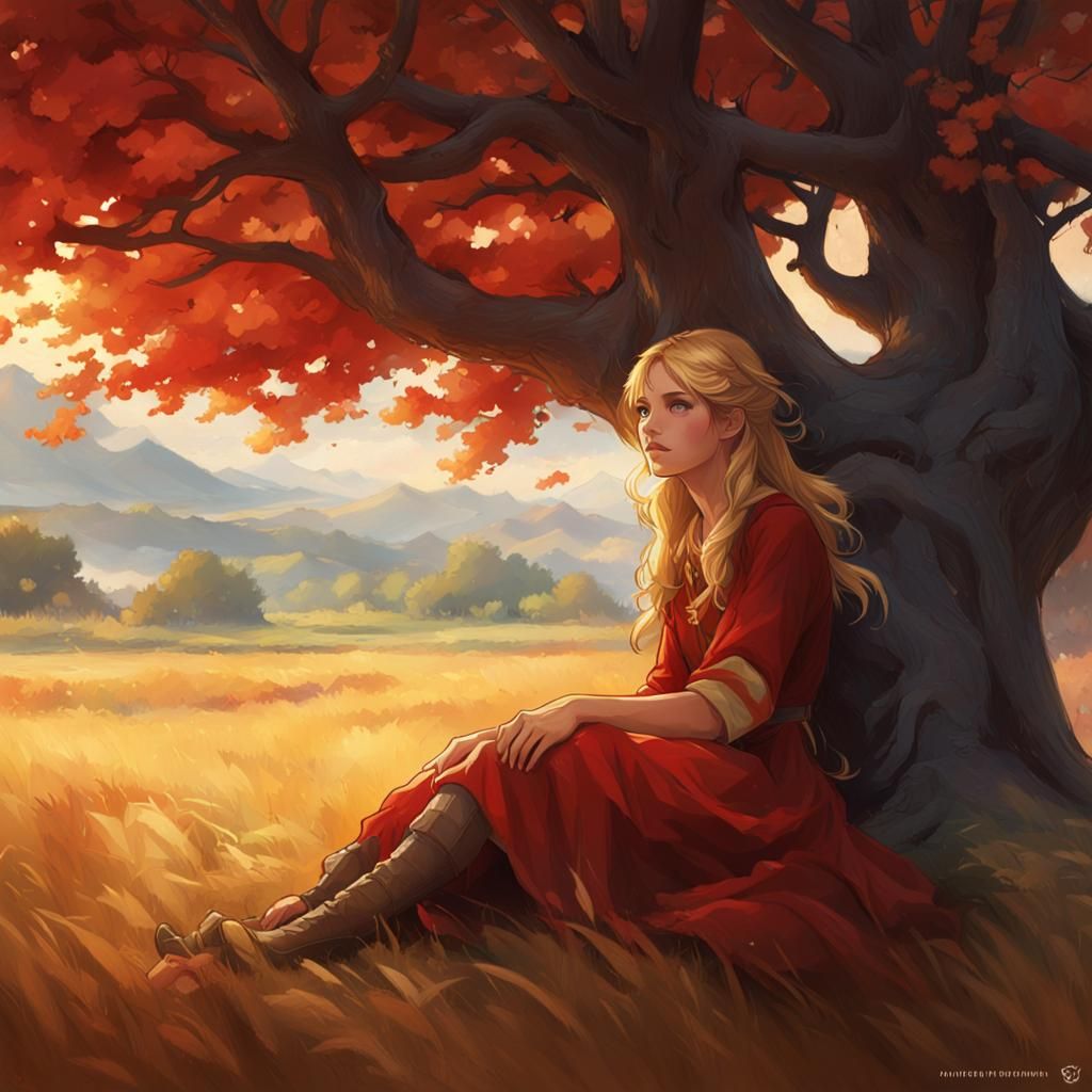 Golden-Haired Girl Portrait in Hyperdetailed Digital Art