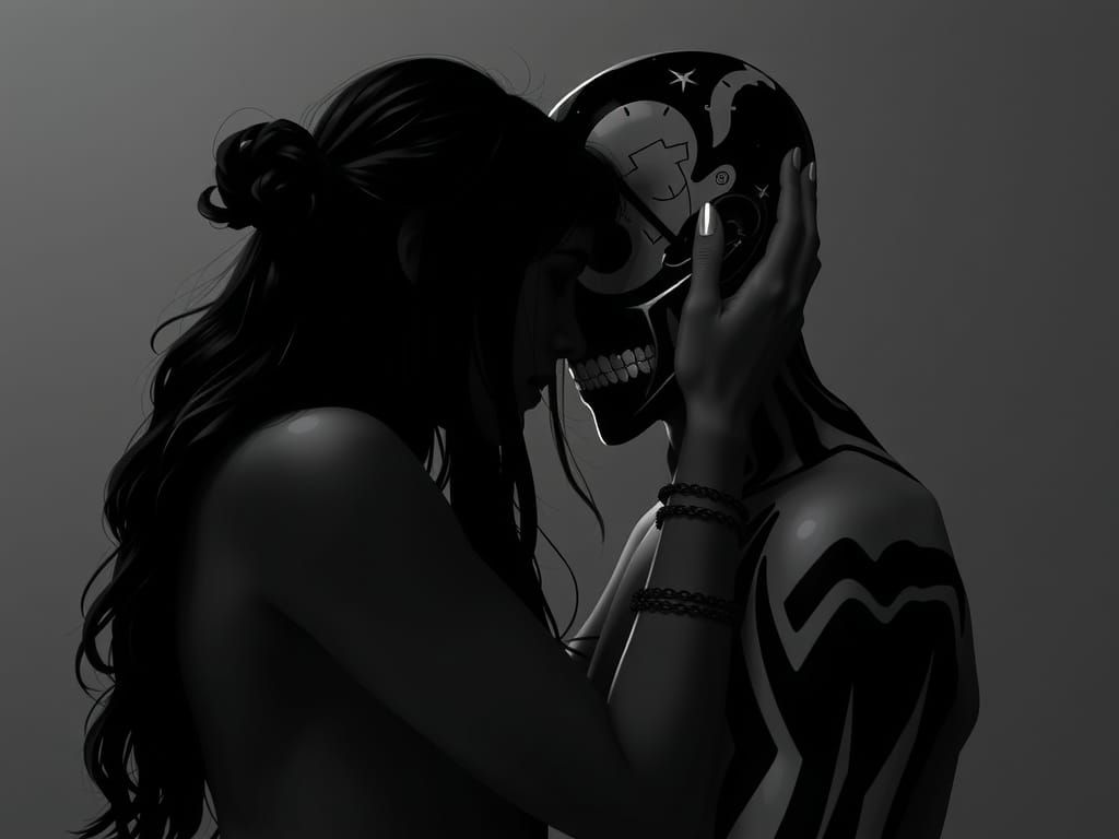 Nightmarish Couple in Intense Mental Embrace