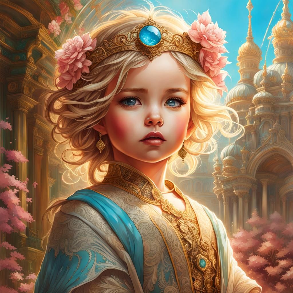 Chibi Princess Portrait in Hyperdetailed Digital Art Style
