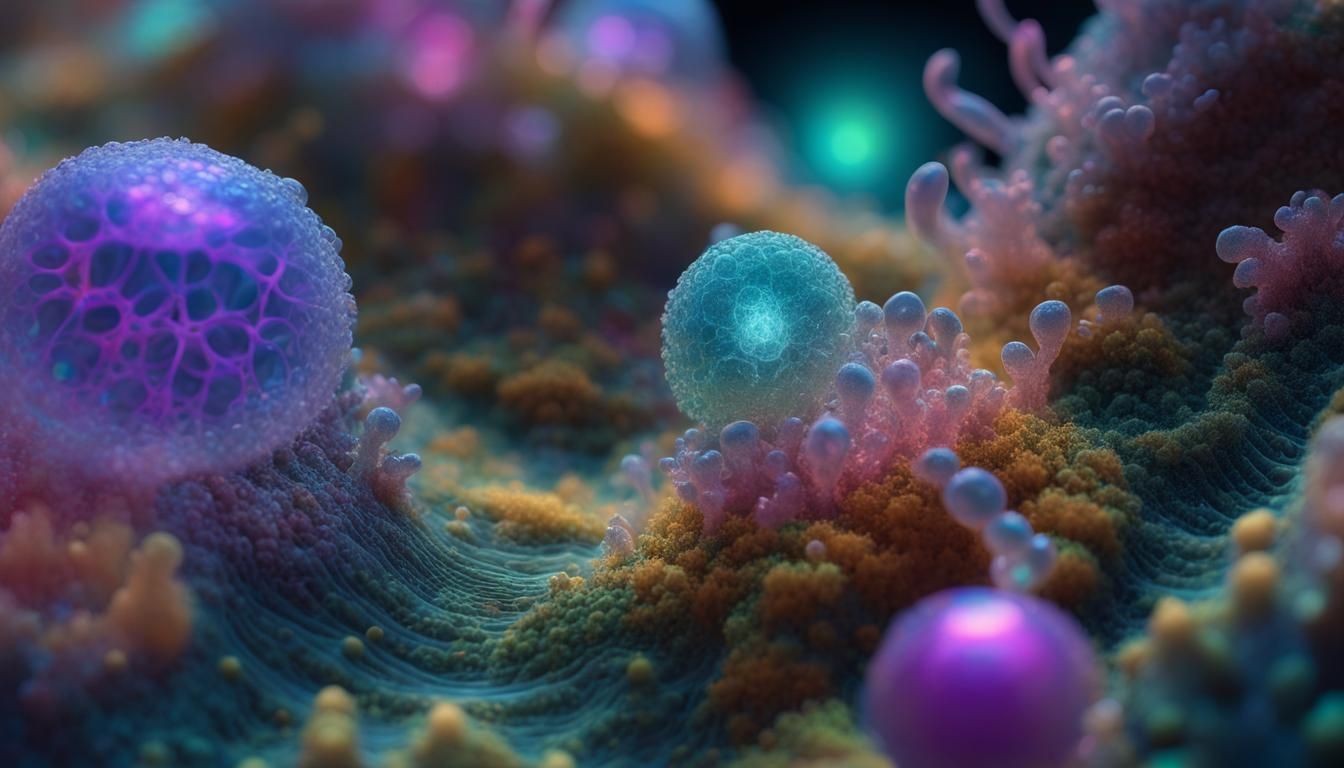 Translucent Fractal Structure with Bioluminescent Glow