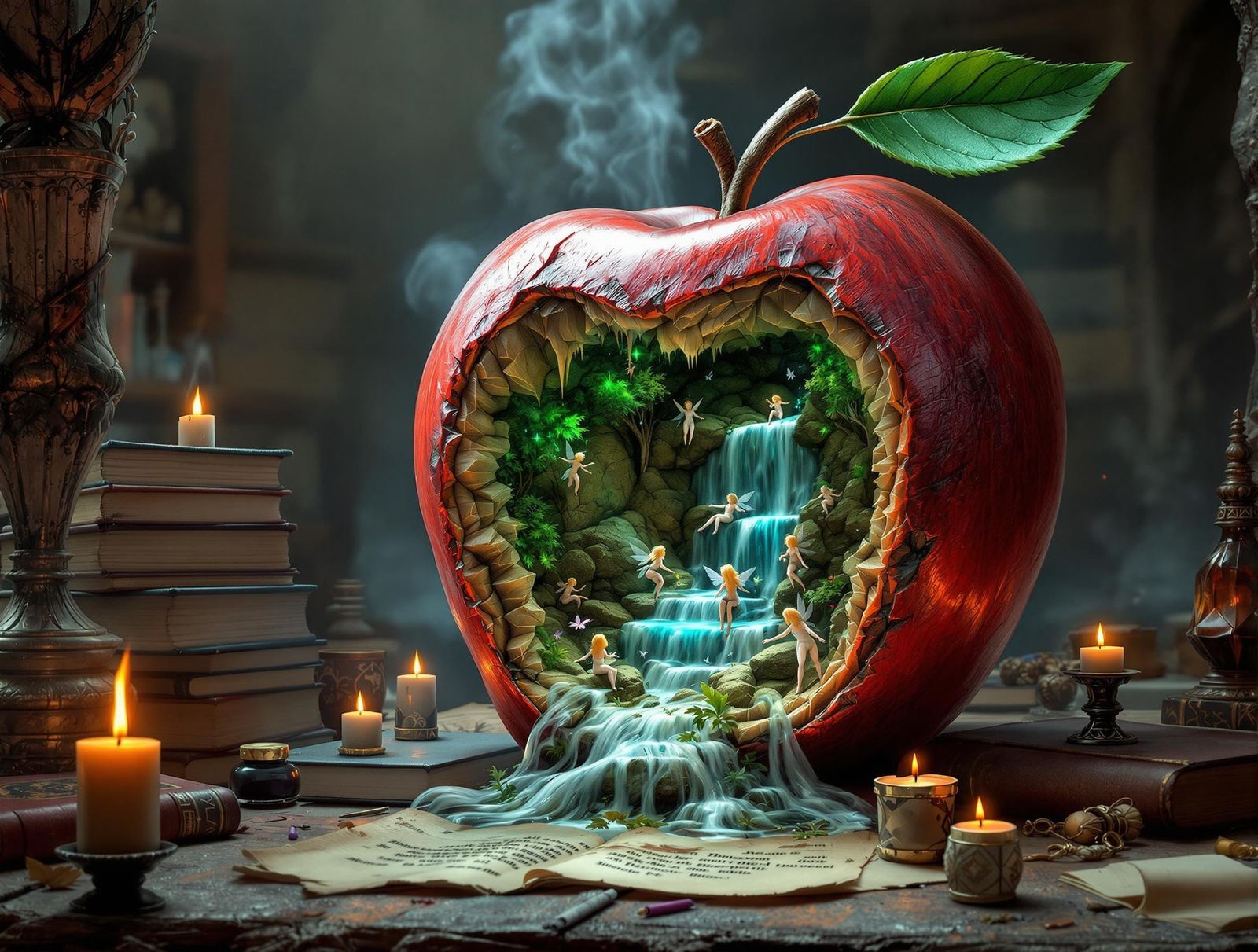 Stunning Ice Kingdom Within a Rotting Apple