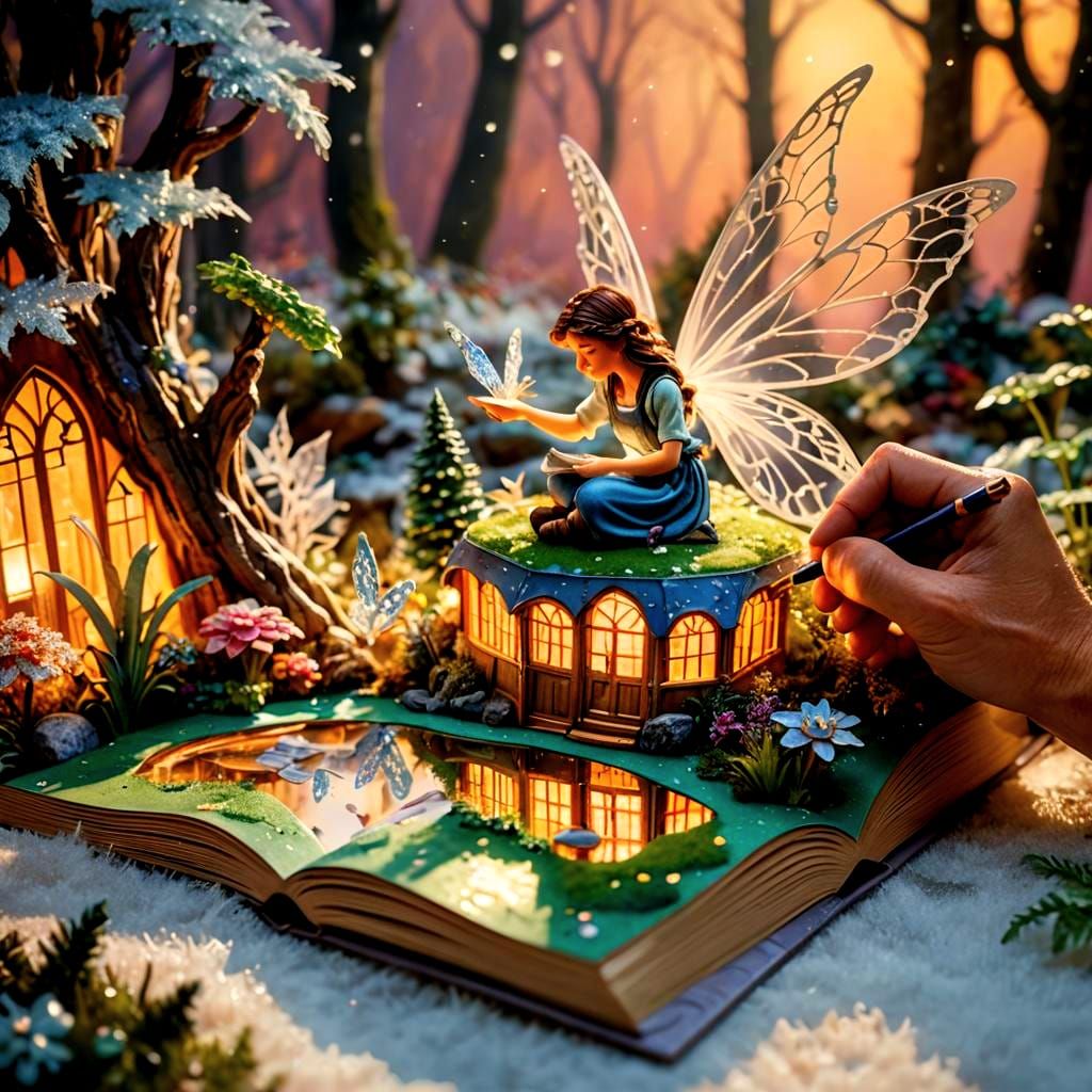 Magical Crystal Fairy World Pop-Up Book, Hyperrealistic Phot...