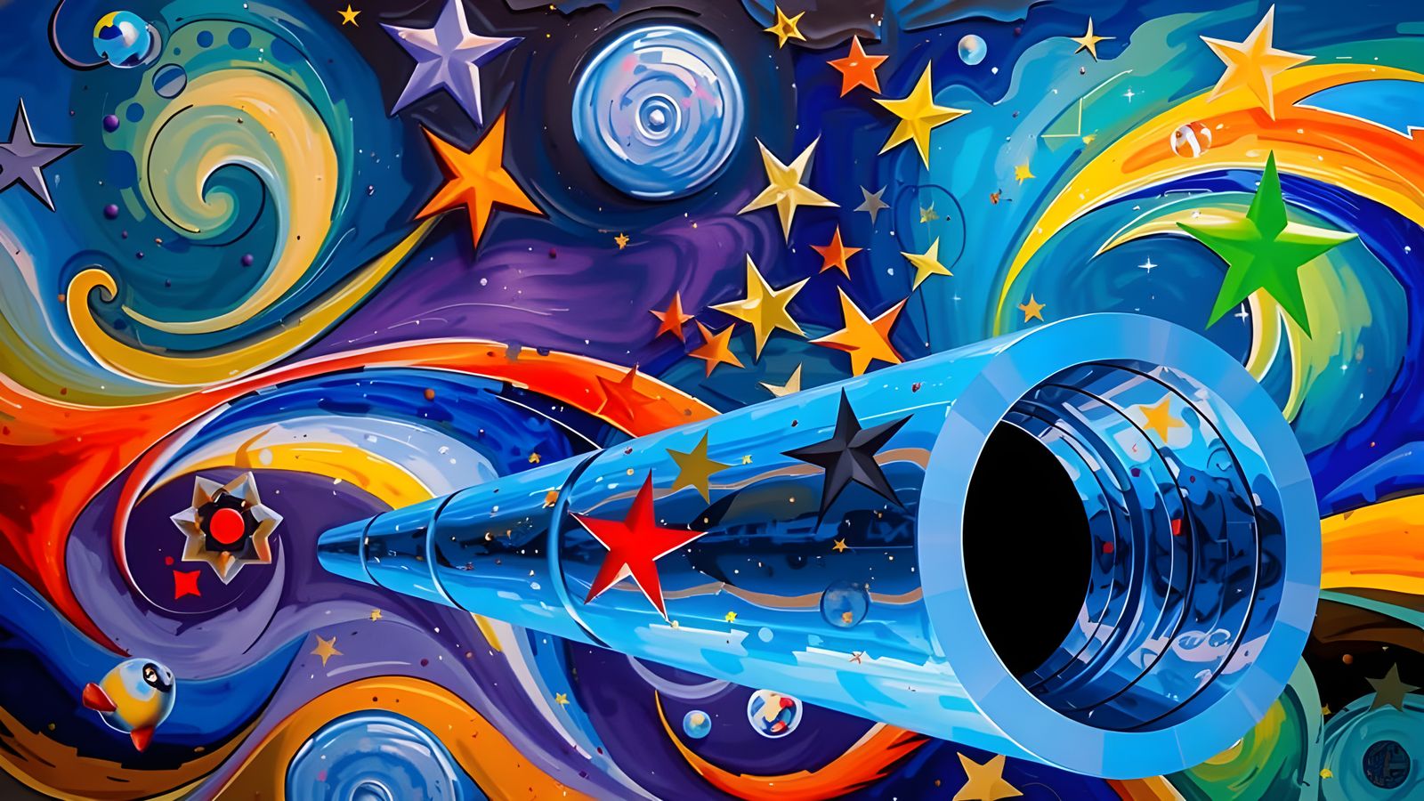 Resplendent Cosmic Vortex in Multifaceted Glass-Mirror