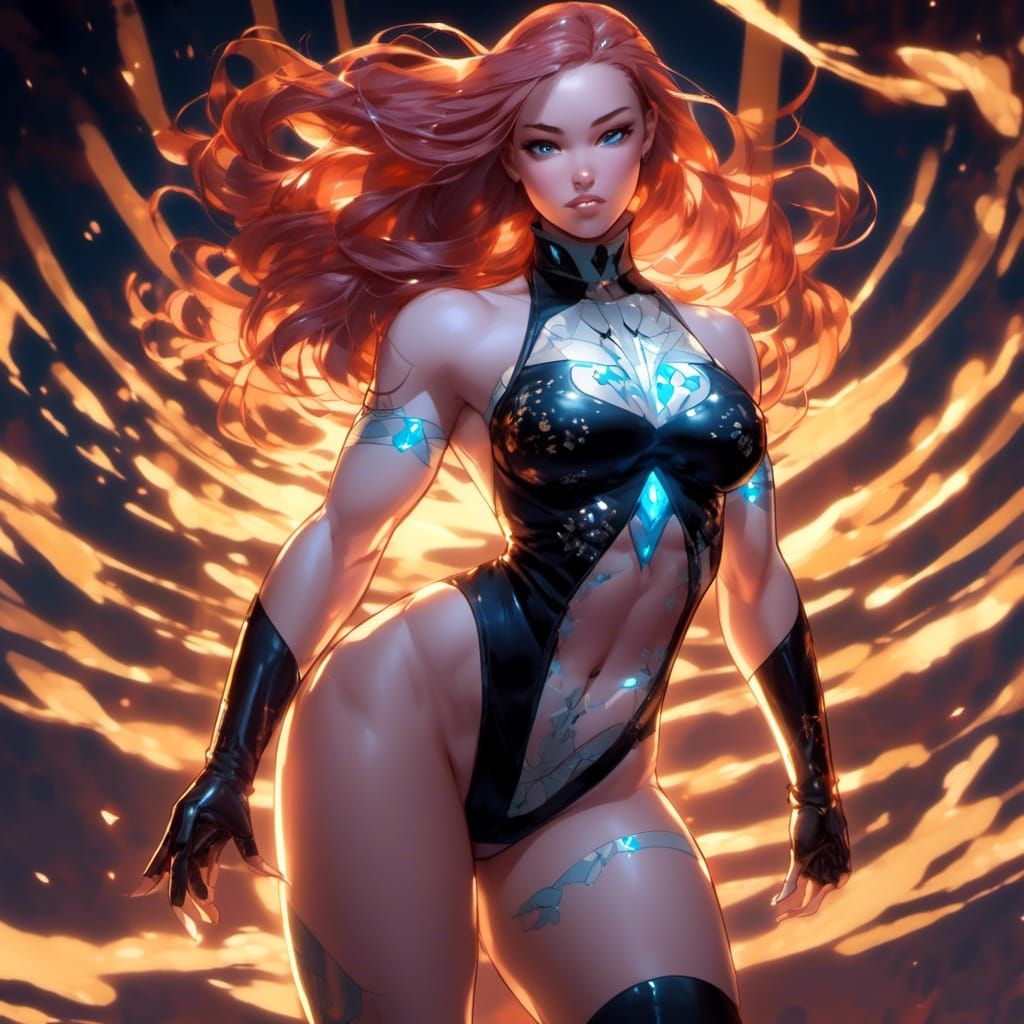 Muscular Kim Possible in Dark Fantasy Style