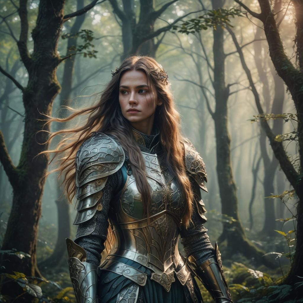 Mystical Forest Woman Portrait in High Fantasy Style
