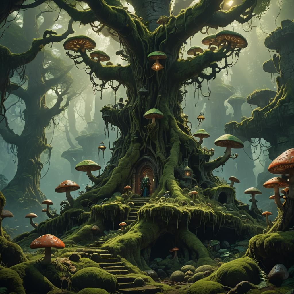 Mystical Forest Concept Art: Makia on Ancient Ruins