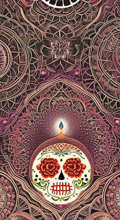 Día de los Muertos Manga Portrait in Psychedelic Ink