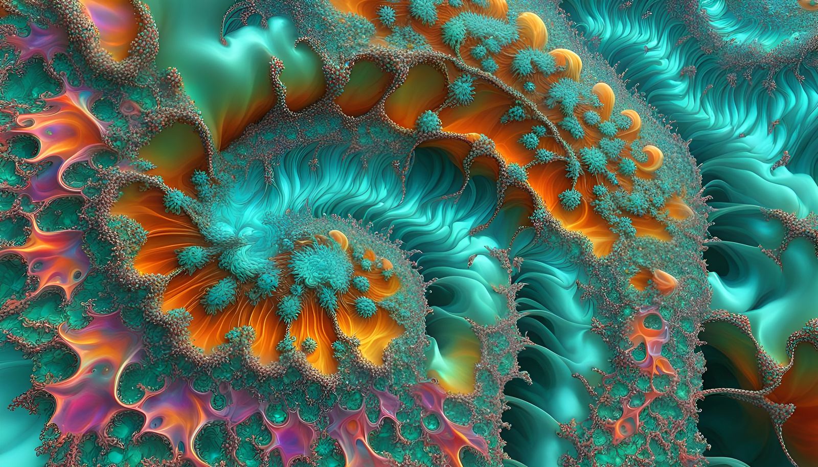 Intricate Fractal Design with Holographic Iridescence