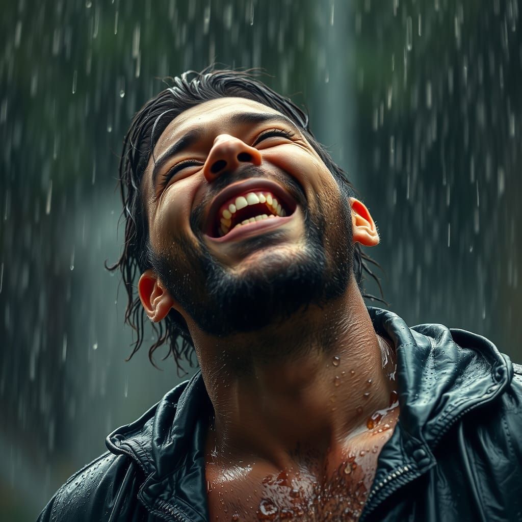 Joyful Madman Laughing in the Rain