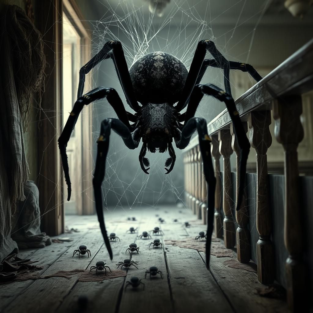 Giant Black Widow Spider Descending