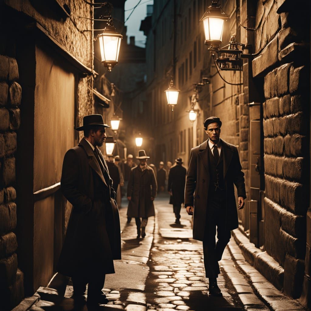 Spies Meet in Dimly Lit Alleyway: High Contrast Photography