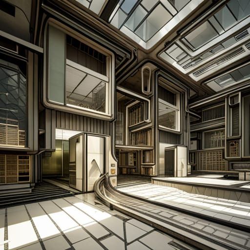 Futuristic Lovecraftian Building Inspired by Escher