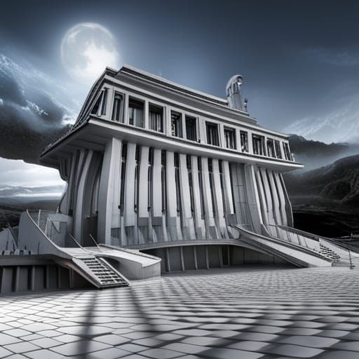 Futuristic Lovecraftian Building in Escher Style