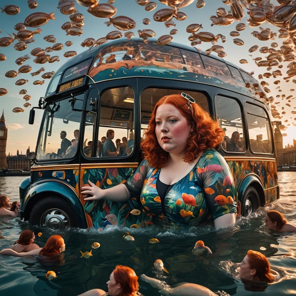 Redhead Swims Bus Keyhole with Orchestra, Double Exposure