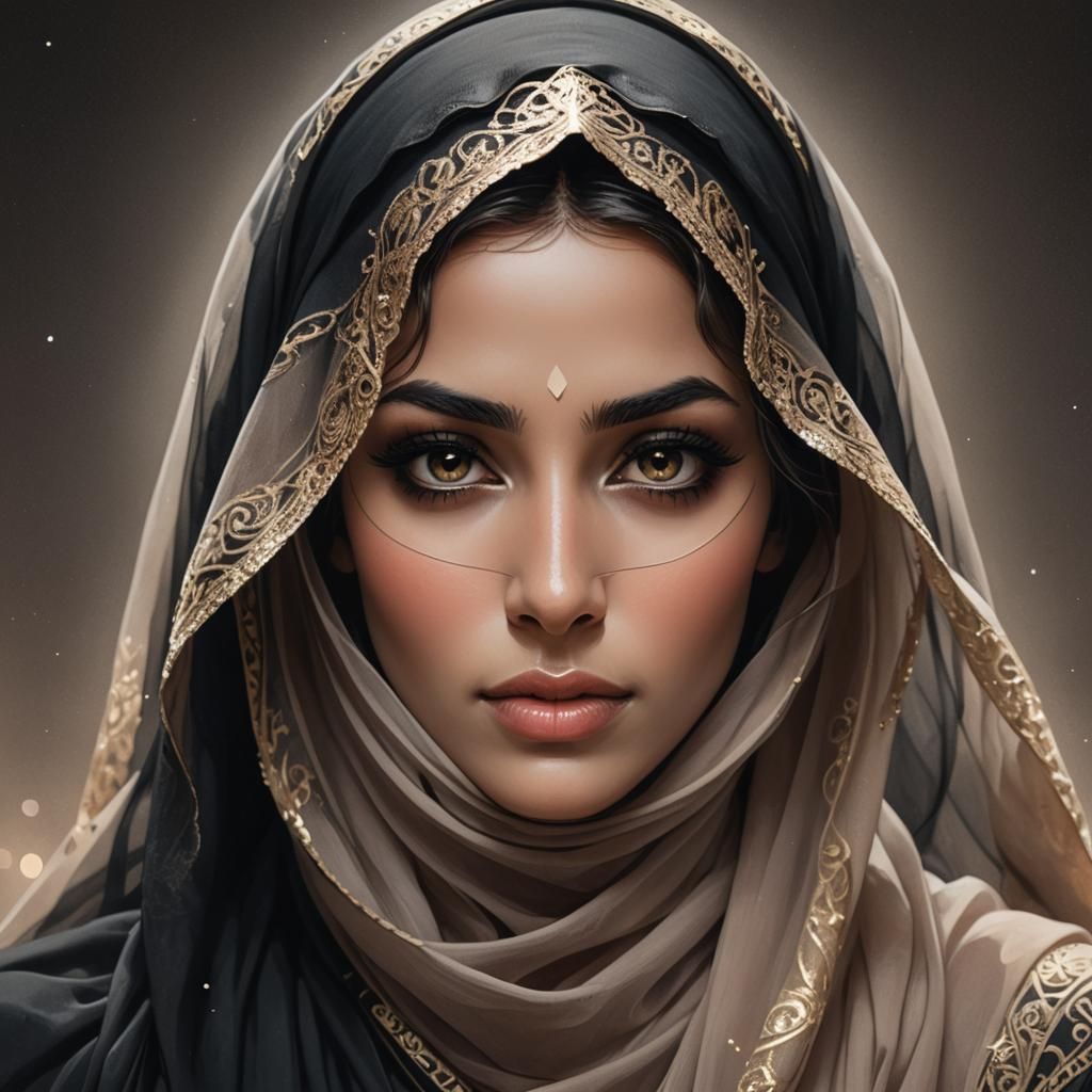 Mysterious Arabic Woman Portrait in Dramatic Lighting