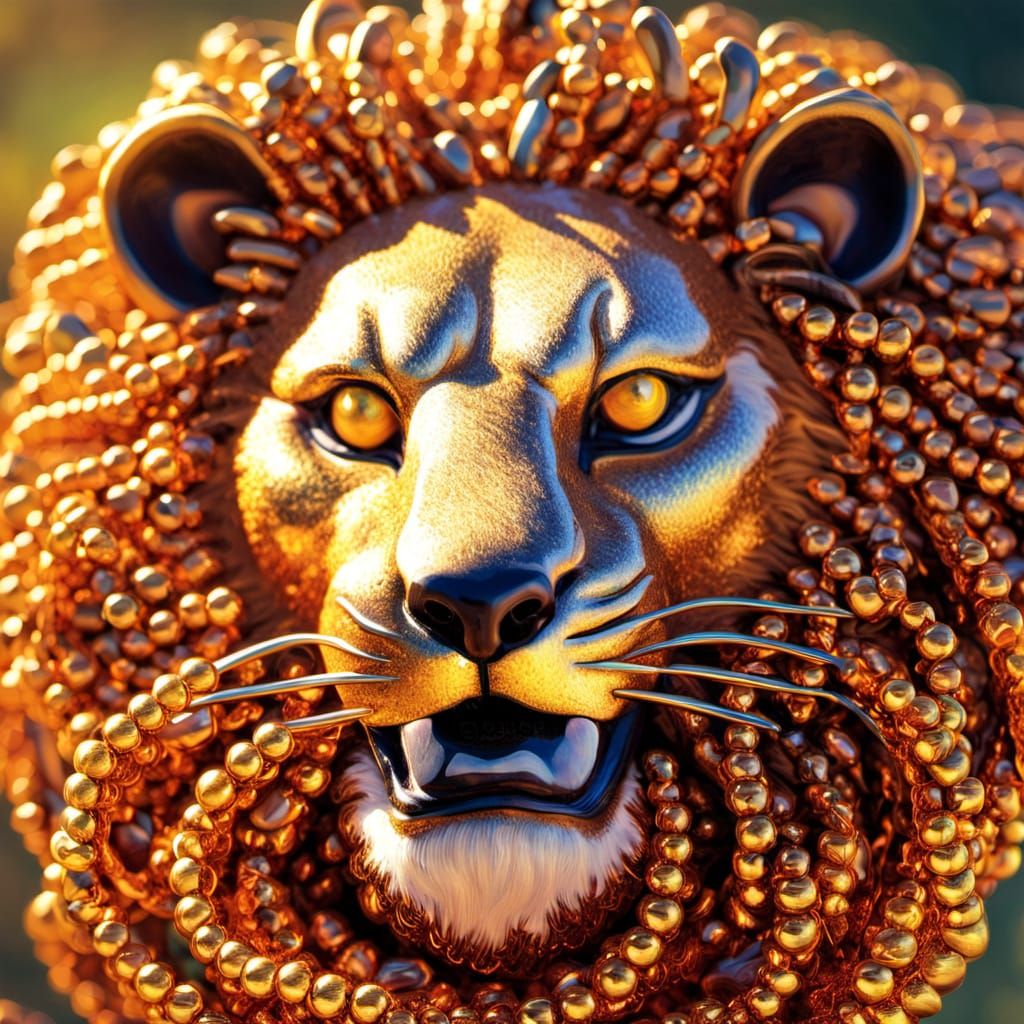 Beaded Lion in Fauvist Wilderness