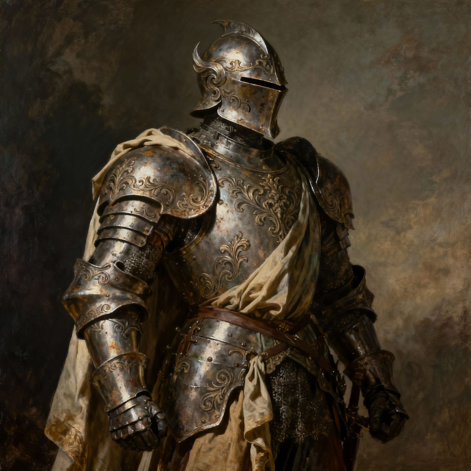 Baroque Fantasy Paladin Armor in Oil Painting Style