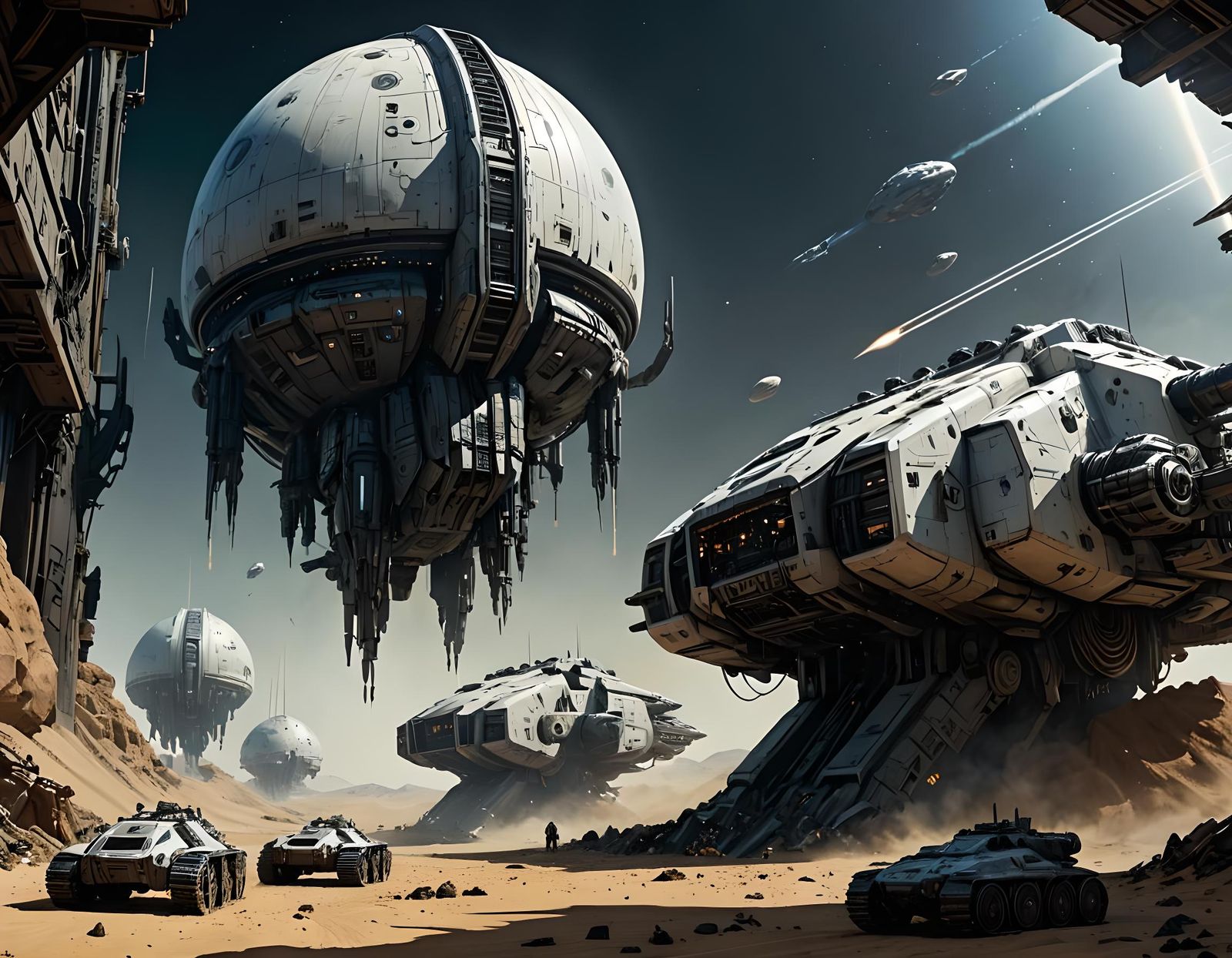 Spacecraft Engaged in Sci-Fi Battle Near Earth