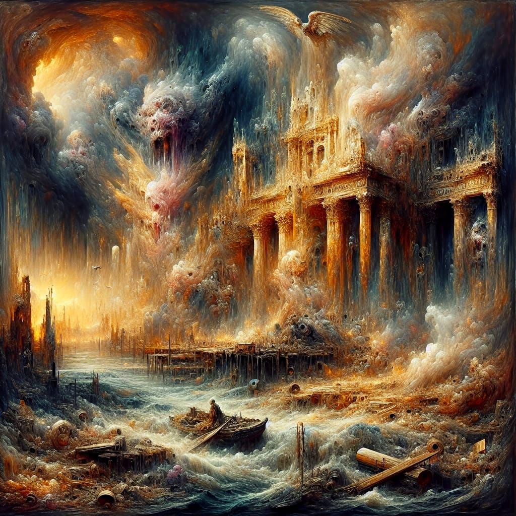Surreal Baroque Apocalypse in Impasto Style