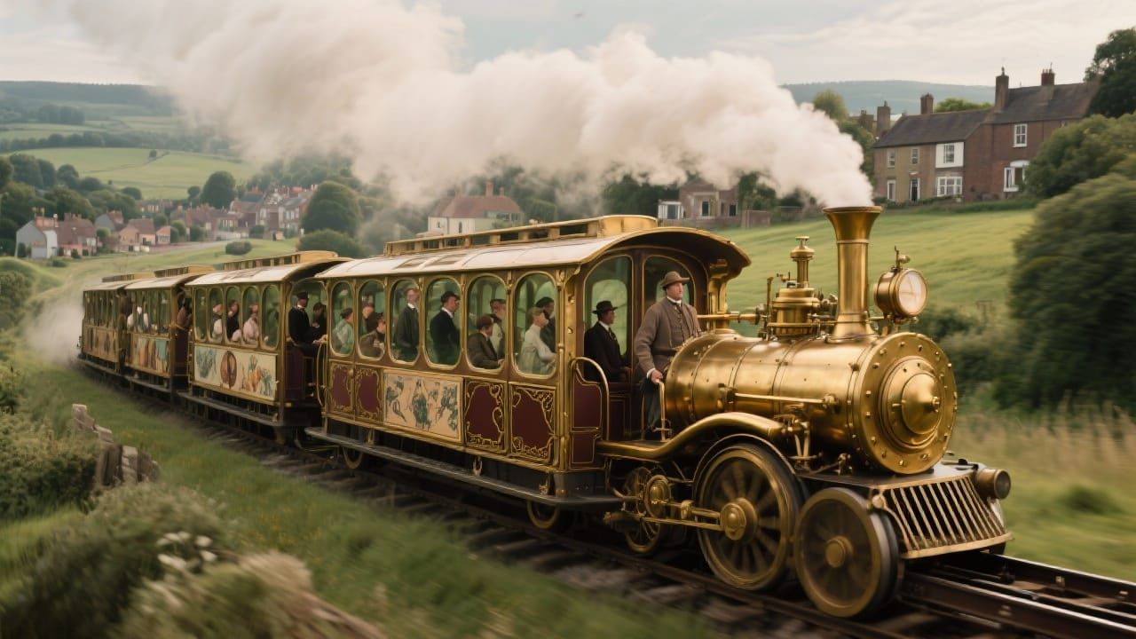 Steampunk Monorail in English Countryside