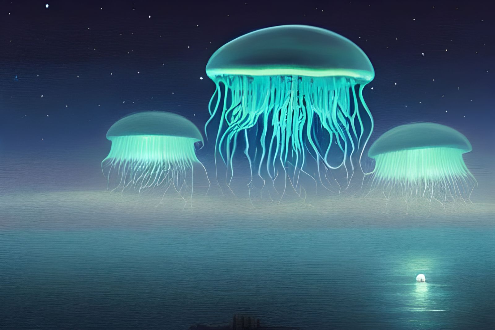 Bioluminescent Jellyfish Float in Space