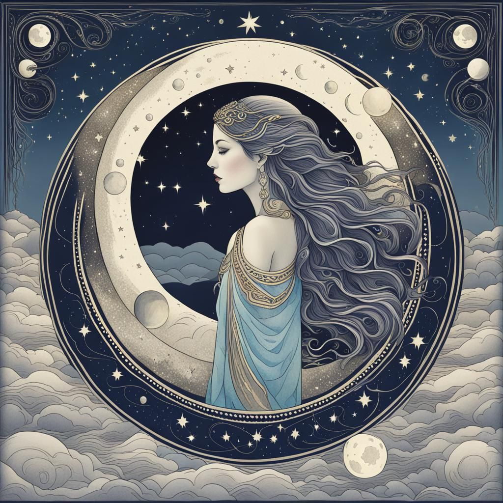 AI Moon Goddess Illustration