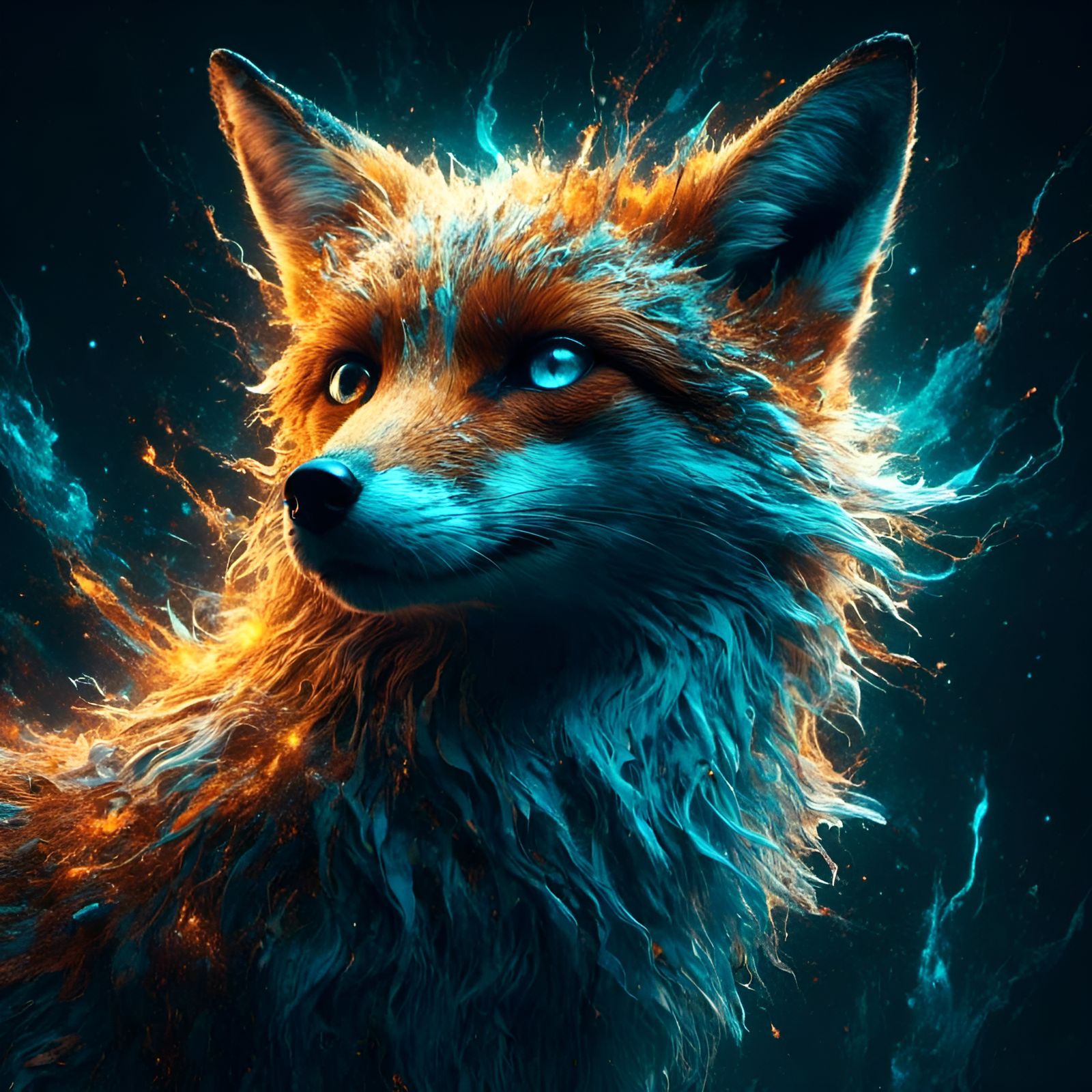 Ethereal Ghost Fox with Whispy Fur in 8k