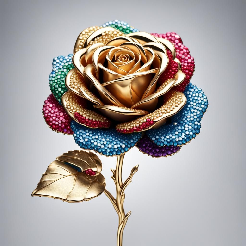 Jeweled Rose in Hyperreal Detail