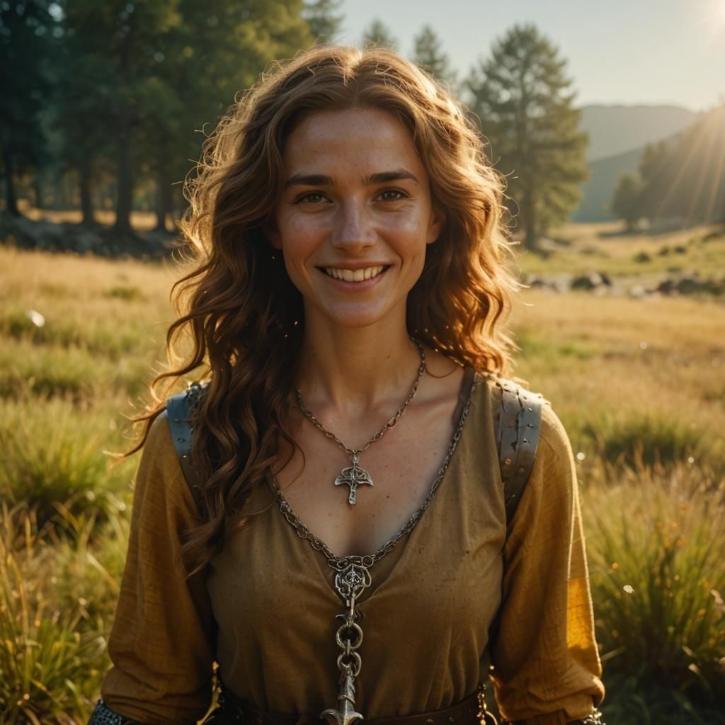 Smiling Nature Cleric Portrait with Mace