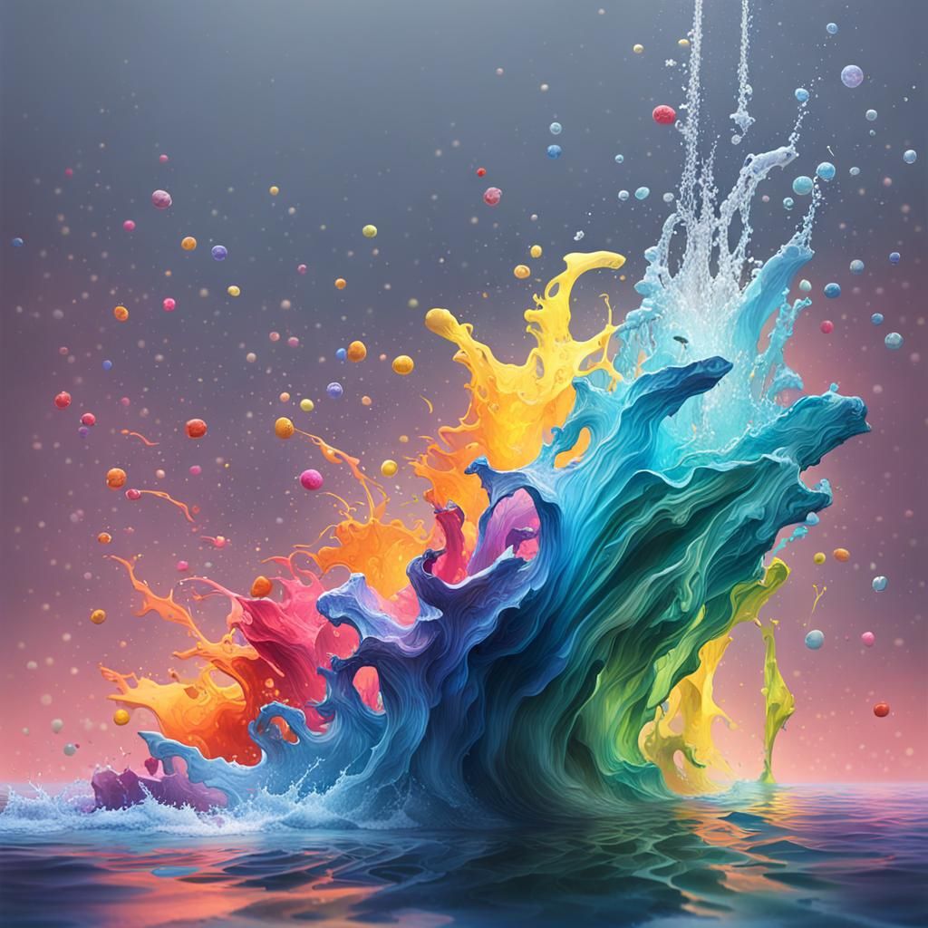 Hyperrealistic Lighting in Water: Splash Art Concept