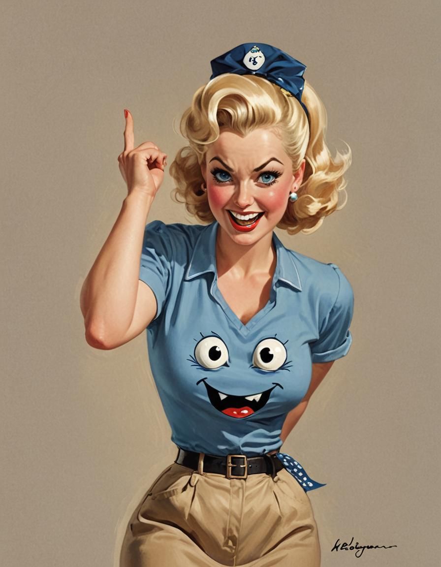 Humorous Pinup of an Angry Blonde Woman
