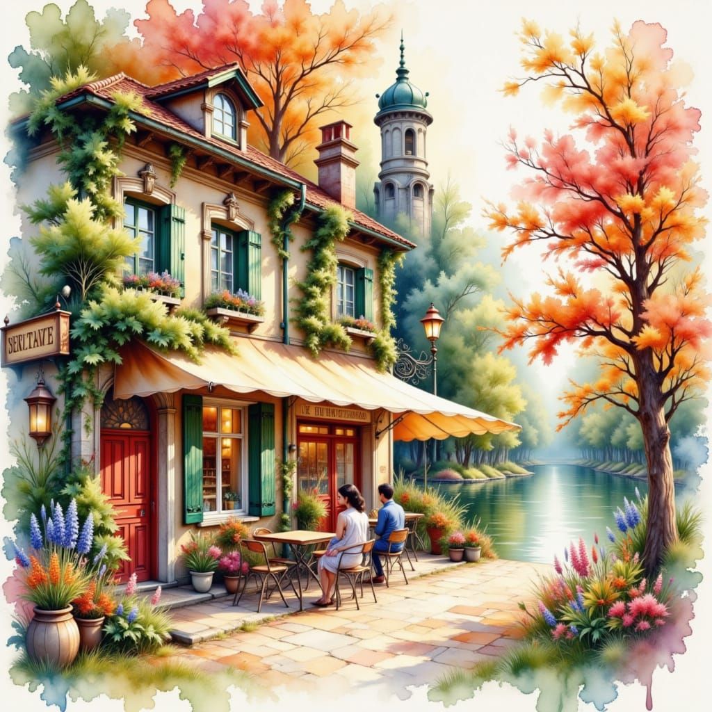 Vintage café in a park