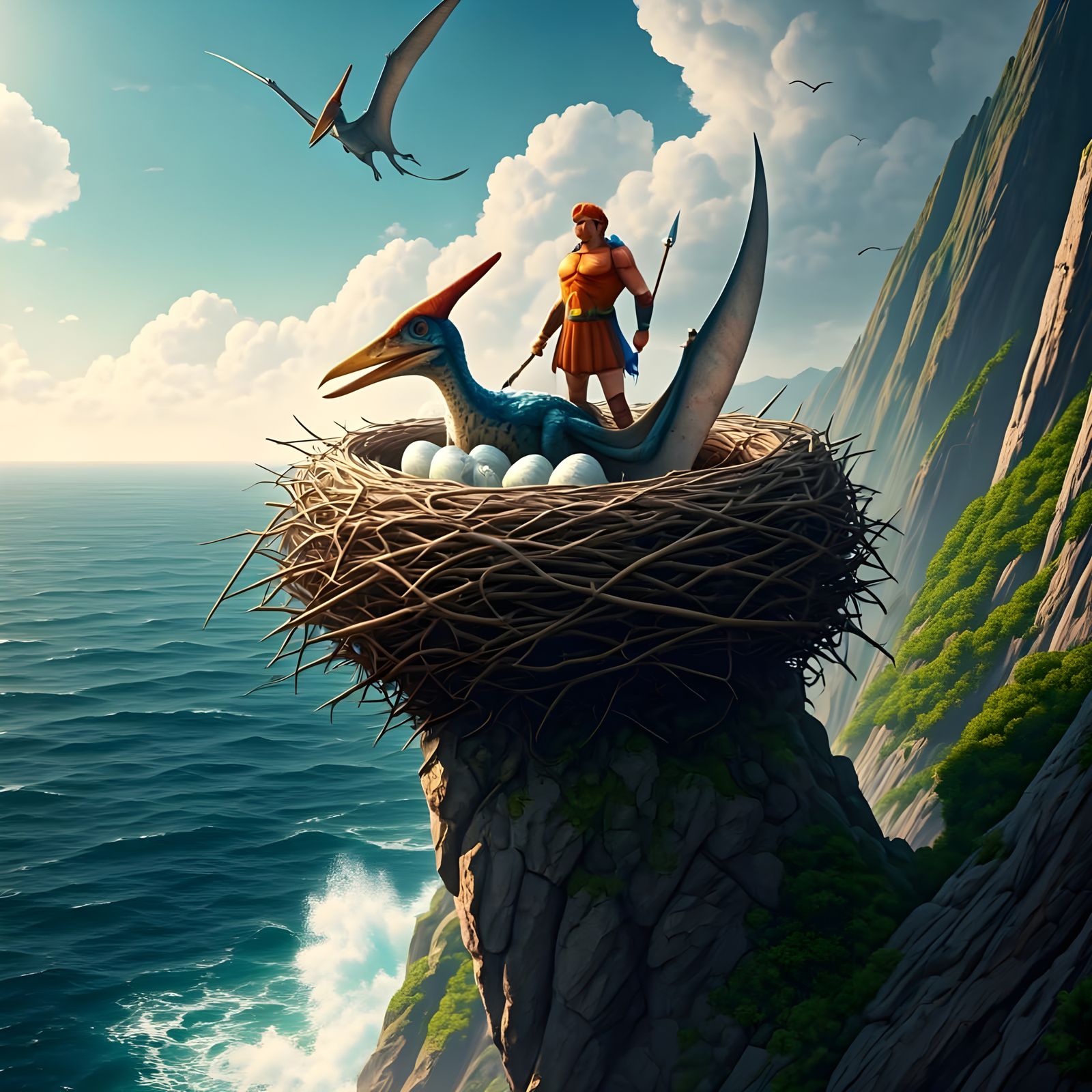 Hercules vs Pterodactyls: Epic Mountain Battle