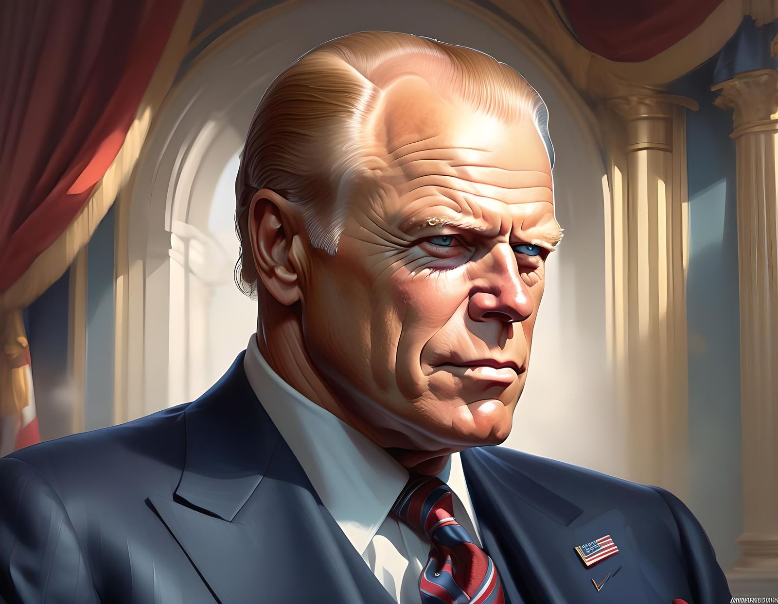 Presidential Portrait of Gerald Ford: Hyperdetailed Art