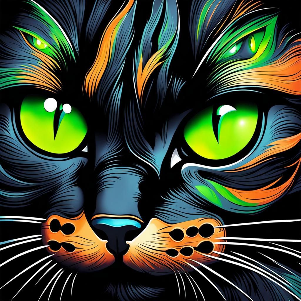 Halloween Black Cat in Graffiti Art Style