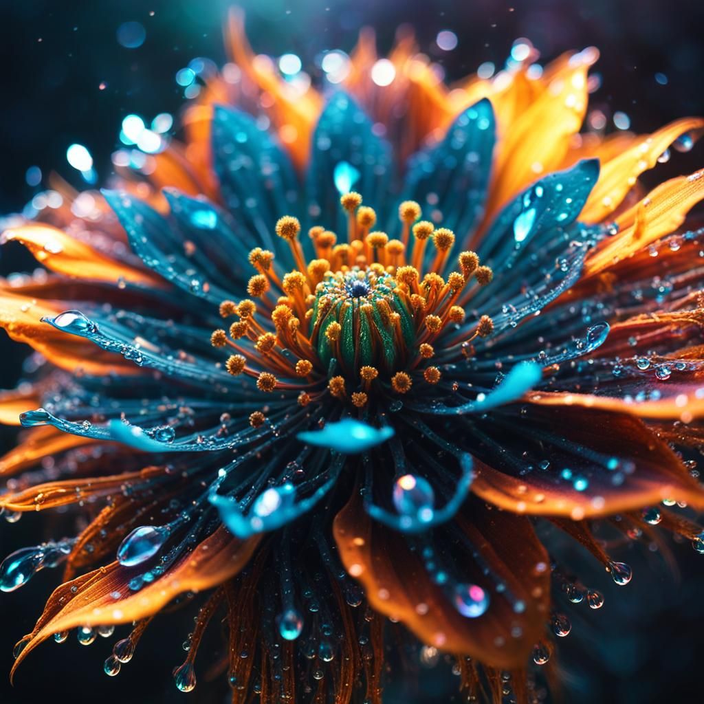 Magical Flame Flower in Splash Art Style