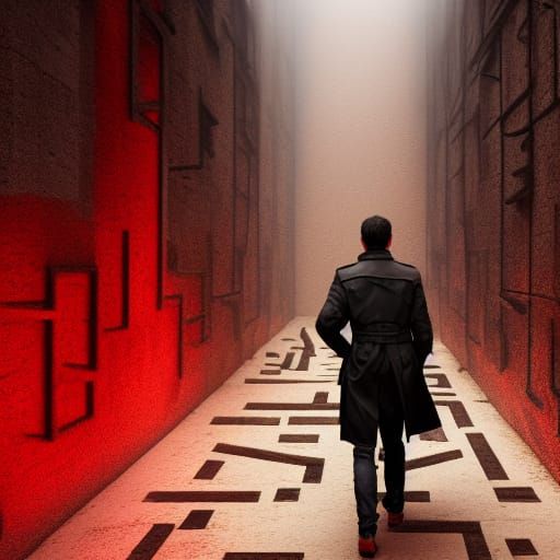 Man in Maze: Dark Fantasy Concept Art