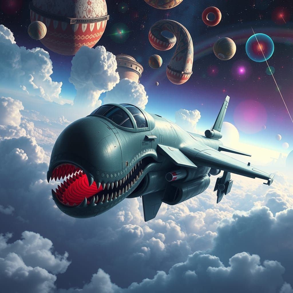 Slime Fighter Jet in Cosmic Landscape