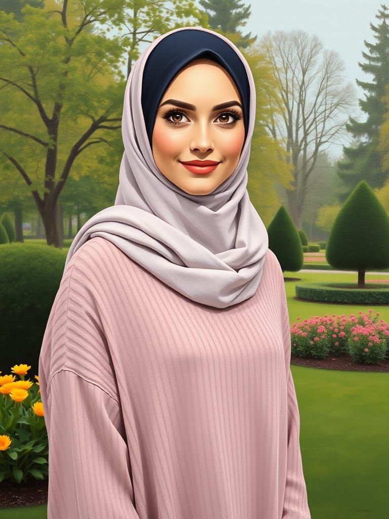 Modern Minimalist Portrait of Woman in Hijab