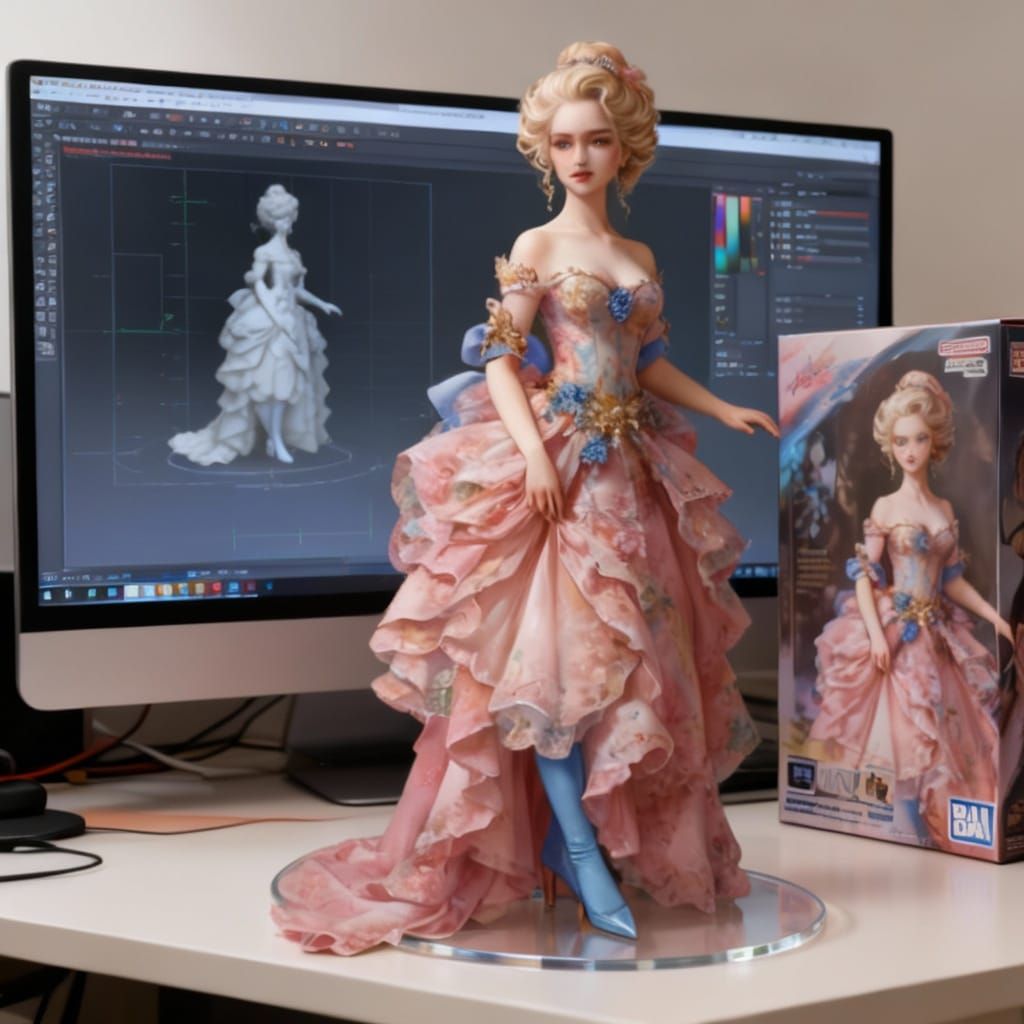 Realistic 1/7 Scale Figure on Desk with ZBrush Display