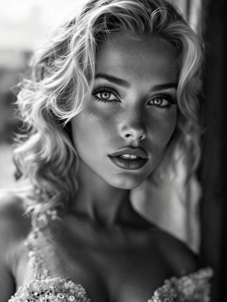 High Contrast Documentary Photo of Blond Woman