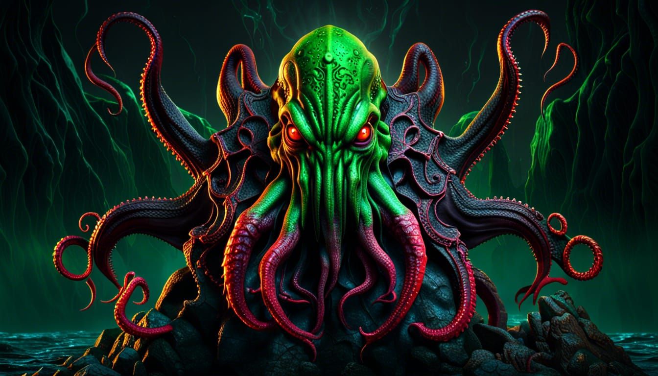 Detailed Rendering of Cthulhu in Vibrant Colors