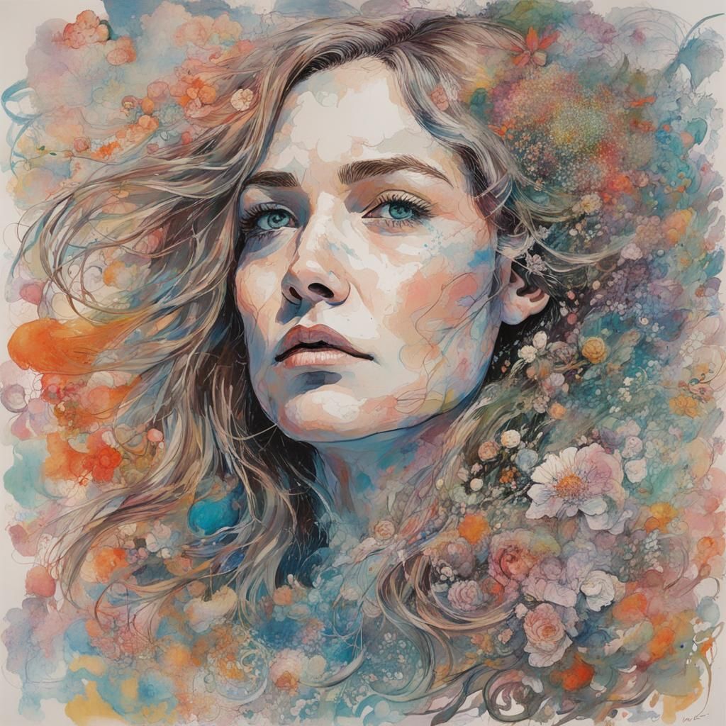 Surreal Female Portrait with Astral Elements