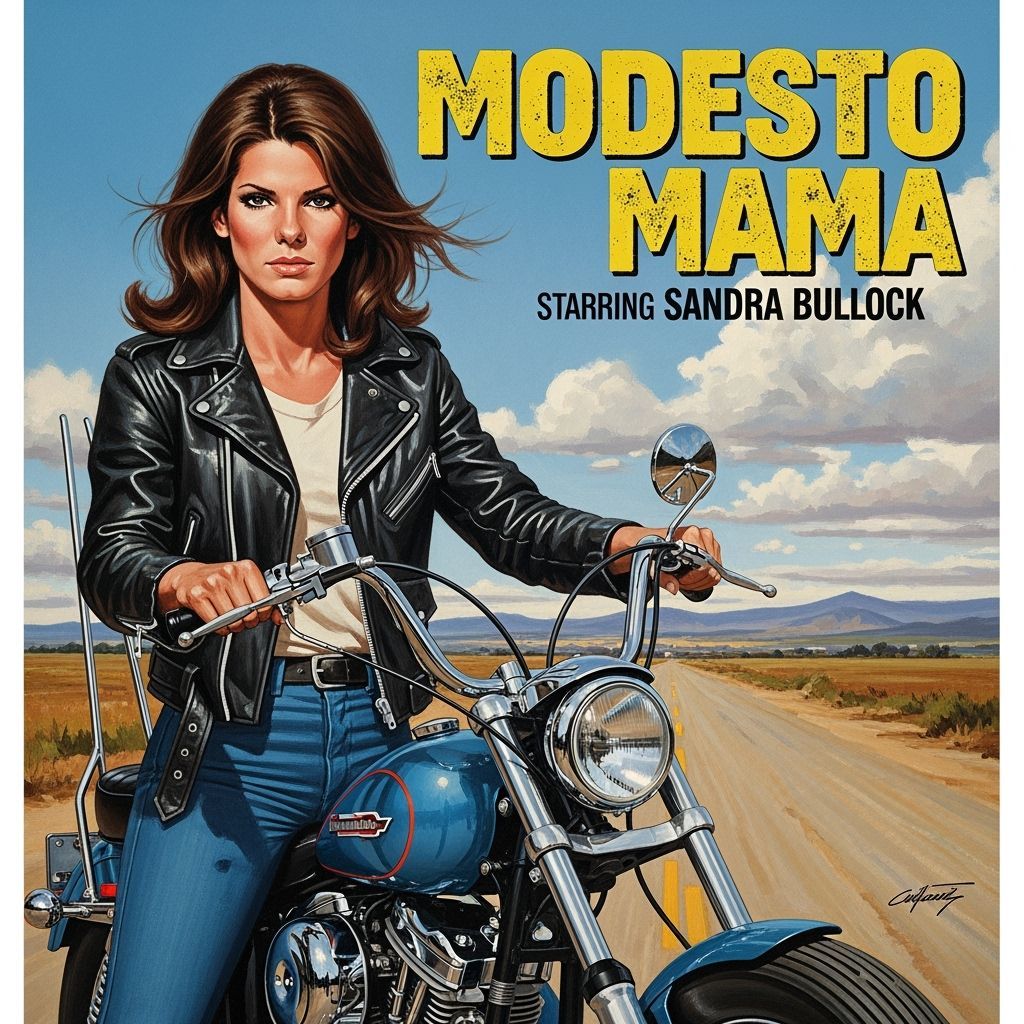 Sandra Bullock in 1971 Modesto Mama Movie Poster Style