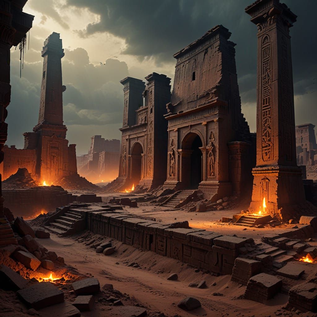 Cursed Egyptian City in Dark Fantasy Art
