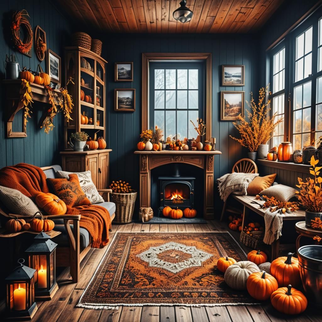Cozy Autumn Home in Hyperrealistic Style