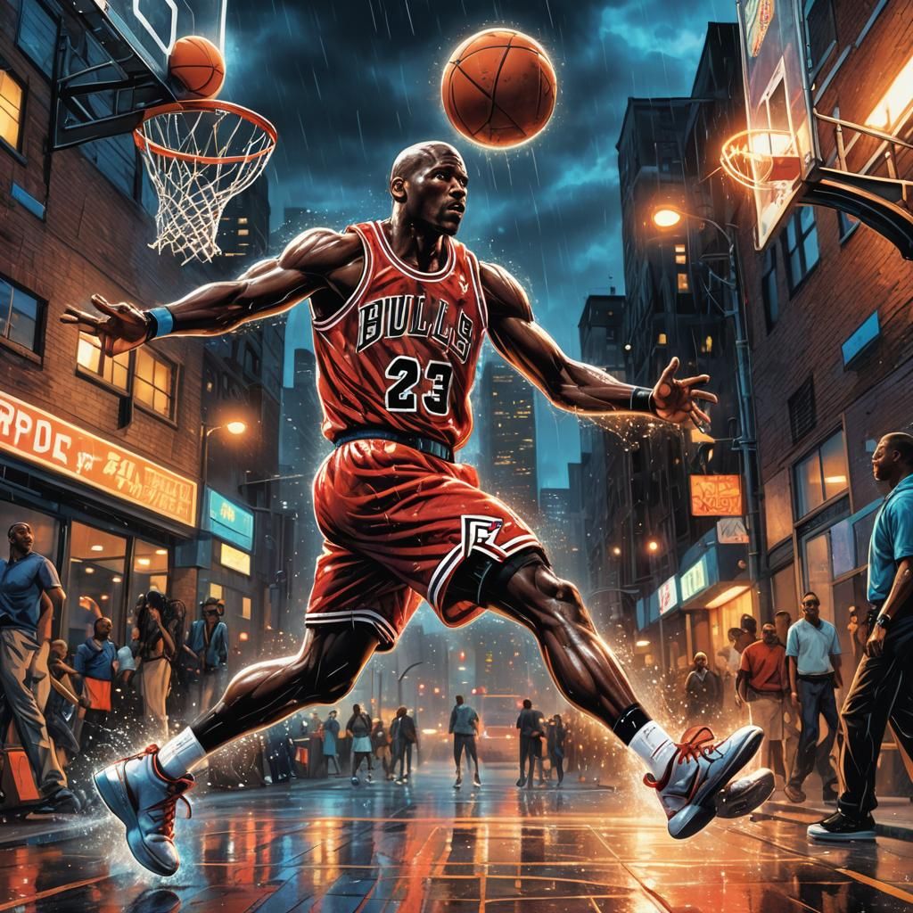 Michael Jordan Slam Dunk: Hyper-Realistic Comic Book Art